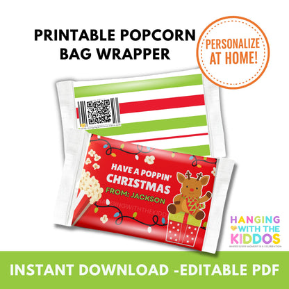 Christmas Popcorn Bag Wrapper
