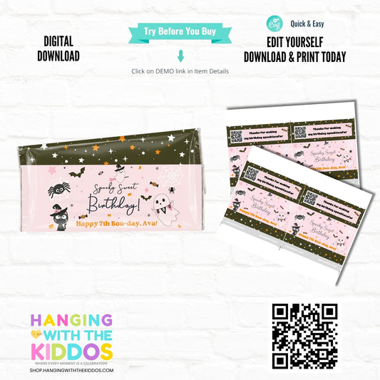Spooky Party Chocolate Bar Wrapper