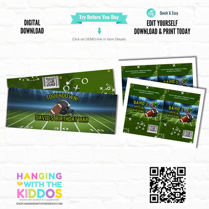 Editable Football Candy Bar Wrapper Printable