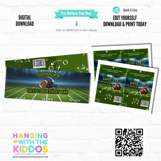 Editable Football Candy Bar Wrapper Printable
