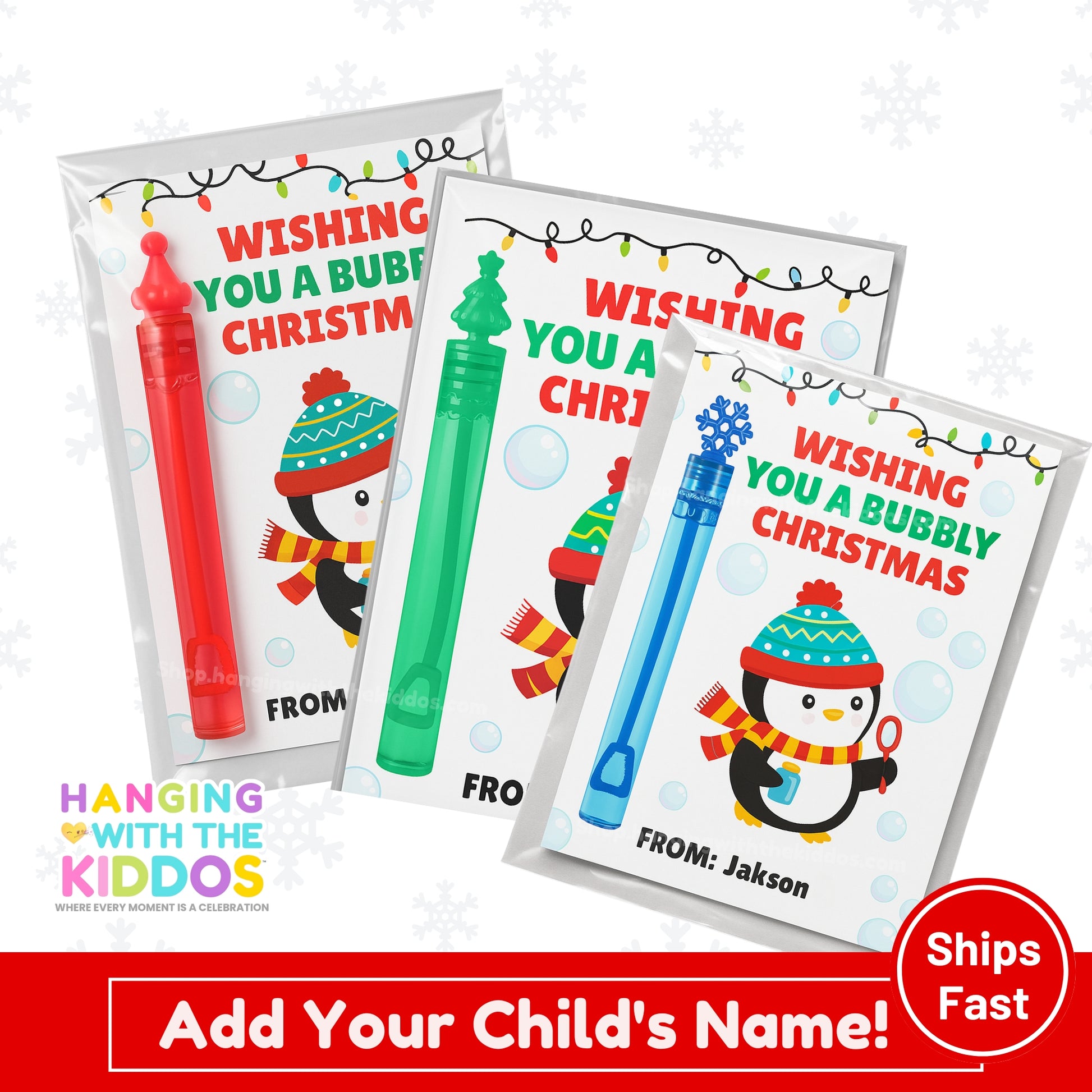 Personalized Christmas Bubble Card Favor