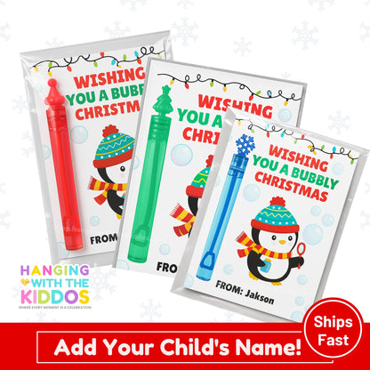 Personalized Christmas Bubble Card Favor