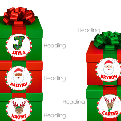 Personalized Christmas Stickers | Custom Name Holiday Labels 2″ x 2″