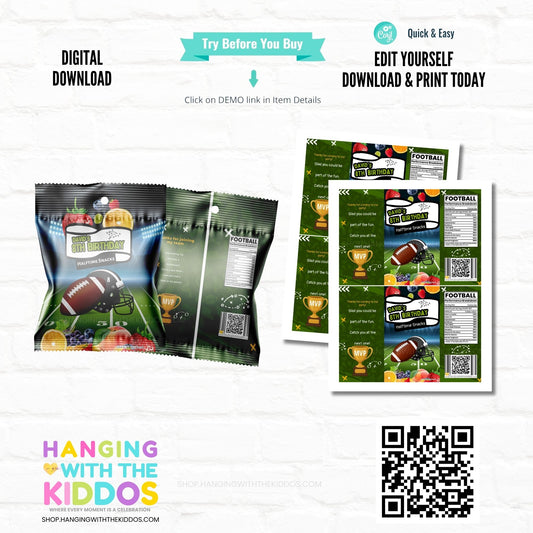 Editable Football Fruit Snack Wrapper Printable
