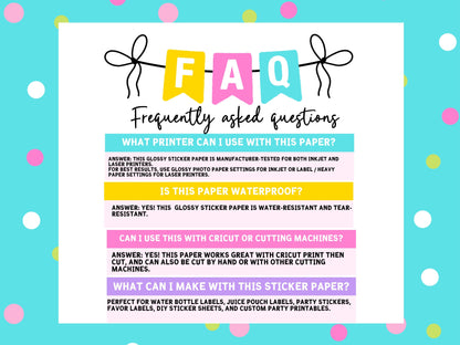 Party Favor Printing Starter Kit (3 Pack) – Glossy Paper + Printable Vinyl + Glossy Cardstock, 8.5x11