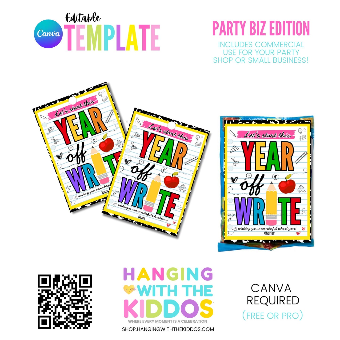Back to School Label Bundle | Editable Canva Templates | Commercial Use | PartyBiz Pro