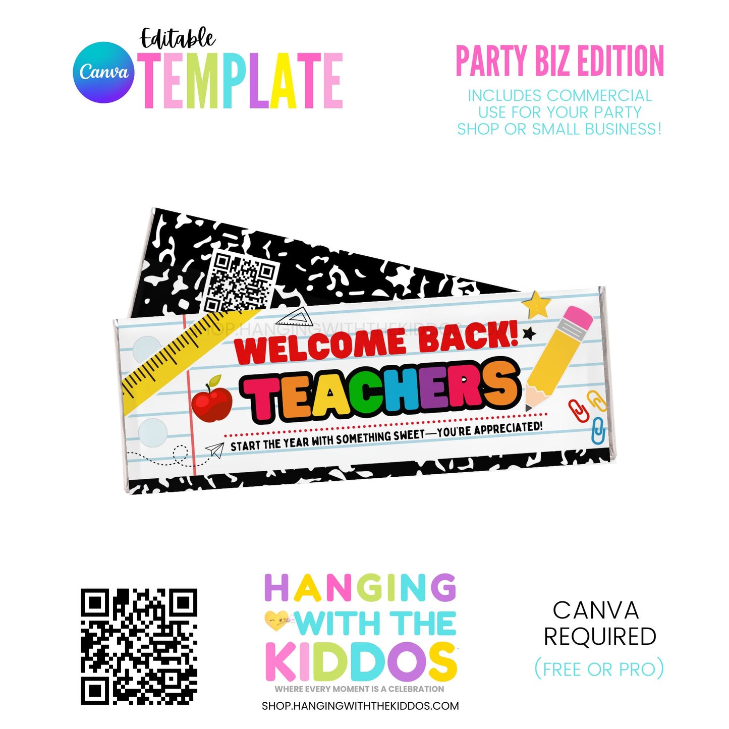 Back to School Label Bundle | Editable Canva Templates | Commercial Use | PartyBiz Pro