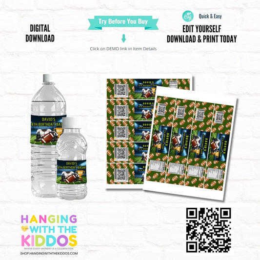 Editable Football Water Bottle Label Printables