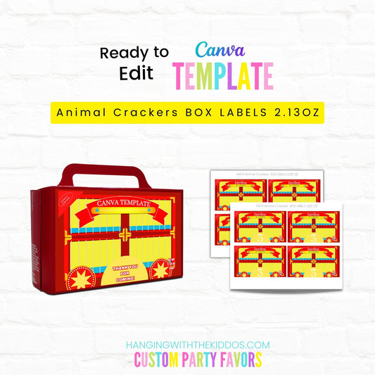 Animal Crackers Box Labels Template 2.13 oz