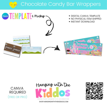 Custom Chocolate Candy Bar Wrappers- Canva Template & Mockup
