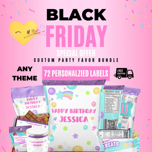 Black Friday Party Favor Label Bundle – Free Shipping