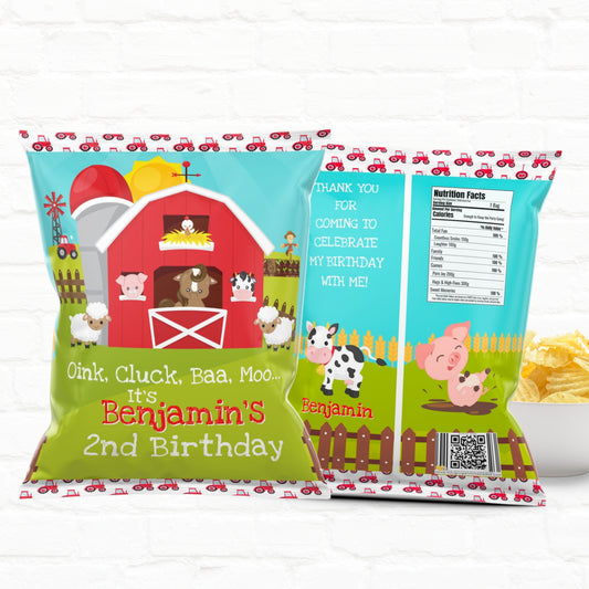 Barnyard Farm Birthday Custom Party Favor Treat Bags|Chip Bags