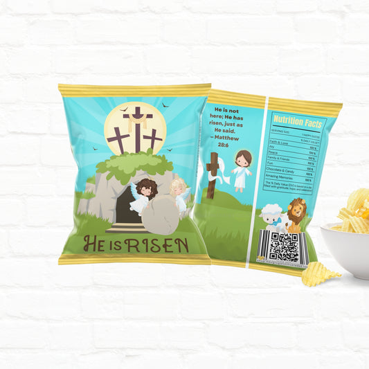 He Is Risen Easter Chip Bag Template | DIY Religious Party Favor