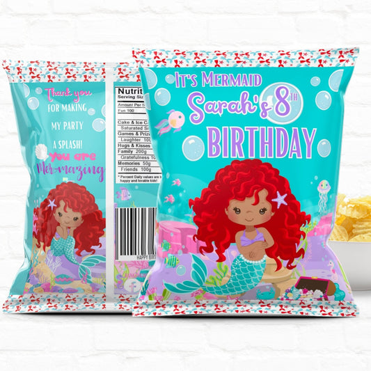 Little Mermaid Birthday Personalized Chip Bags|Printable File