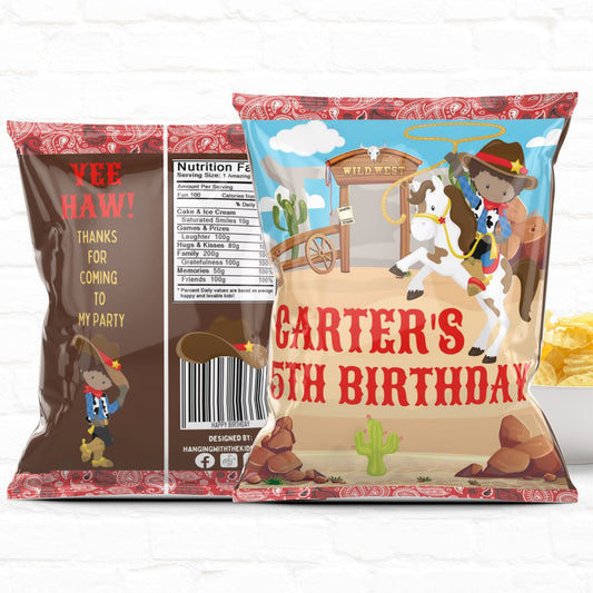 Cowboy Birthday Custom Party Favor Treat Bags|Chip Bags