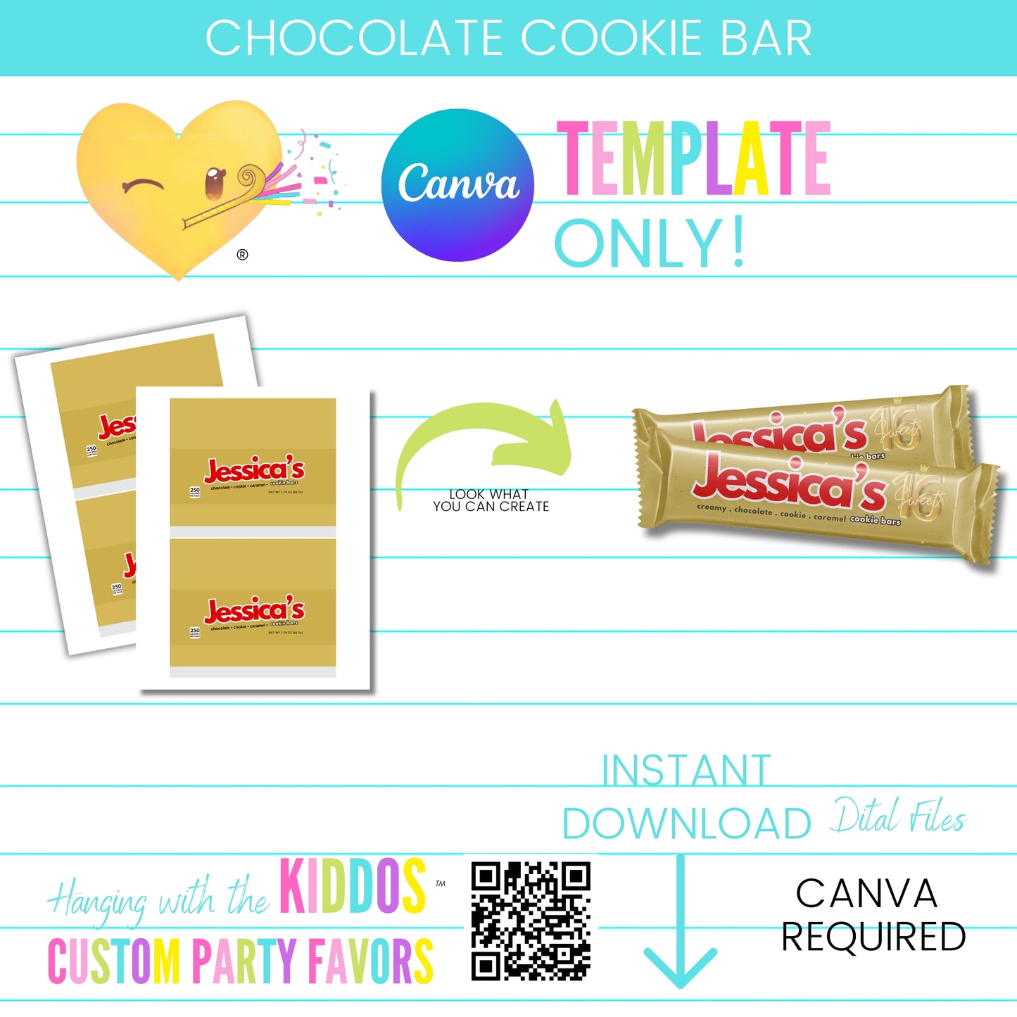 Chocolate Cookie Bar Wrapper Template