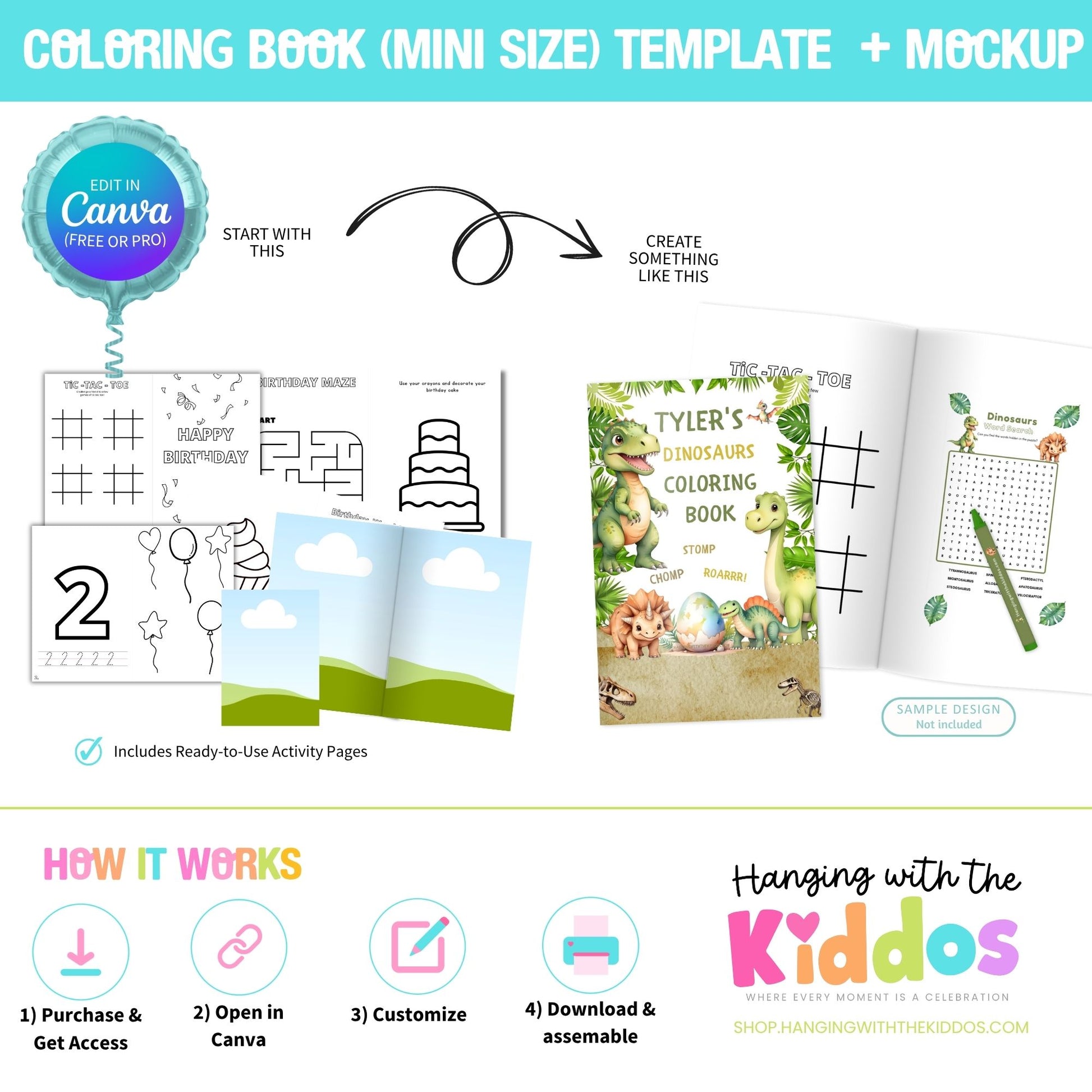 Coloring Book Template Canva | Editable + Mockup