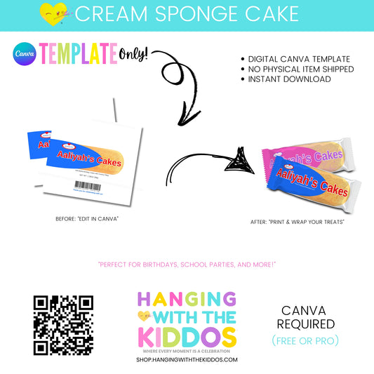 Cream Sponge Cake Wrapper-Canva Template