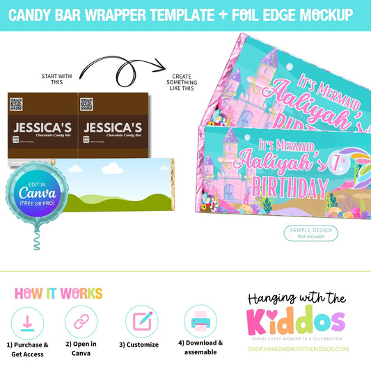 Custom Chocolate Candy Bar Wrappers- Canva Template & Mockup
