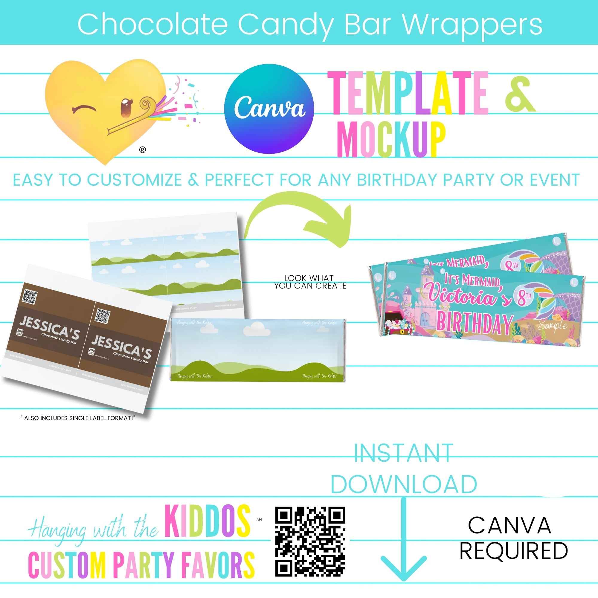Custom Chocolate Candy Bar Wrappers- Canva Template & Mockup – Hanging ...