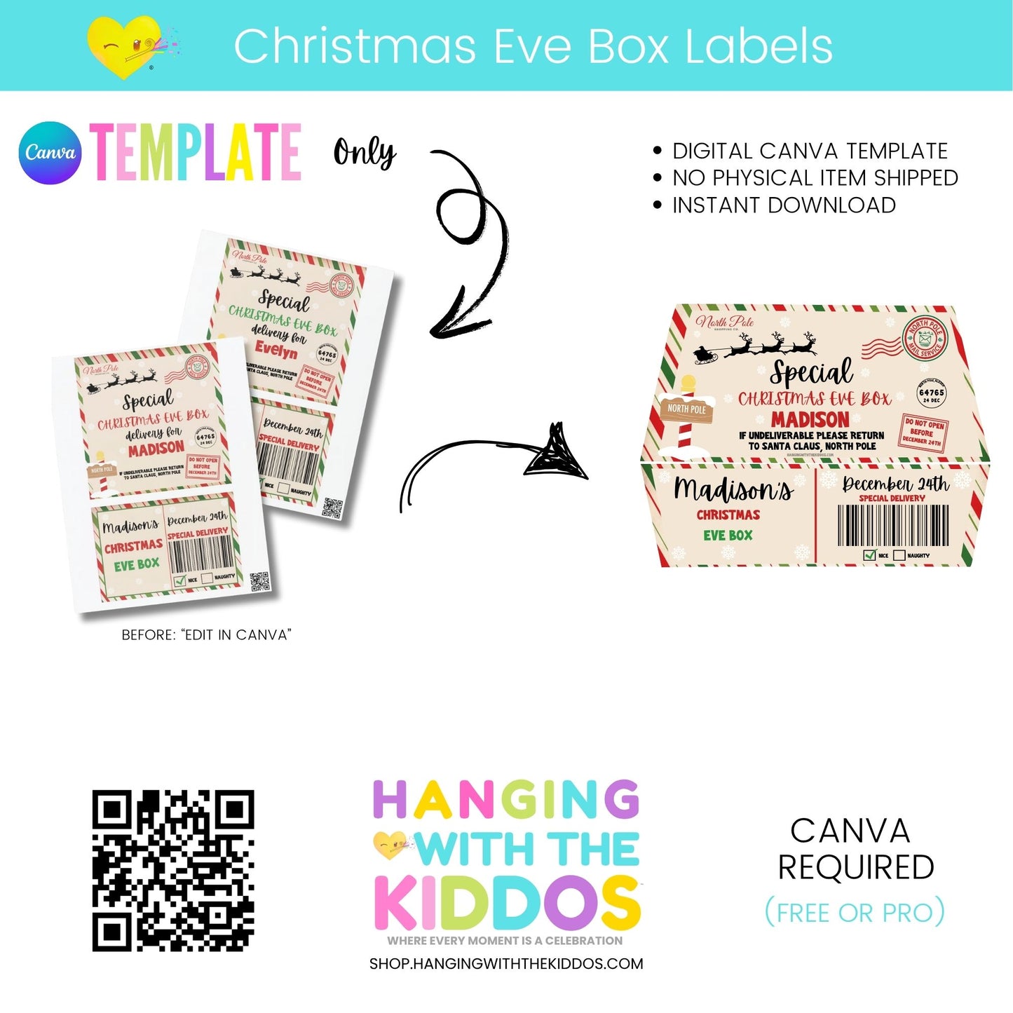 Customizable Christmas Eve Box Template for Canva