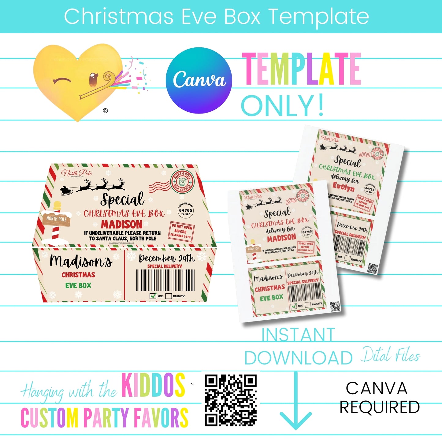 Customizable Christmas Eve Box Template for Canva