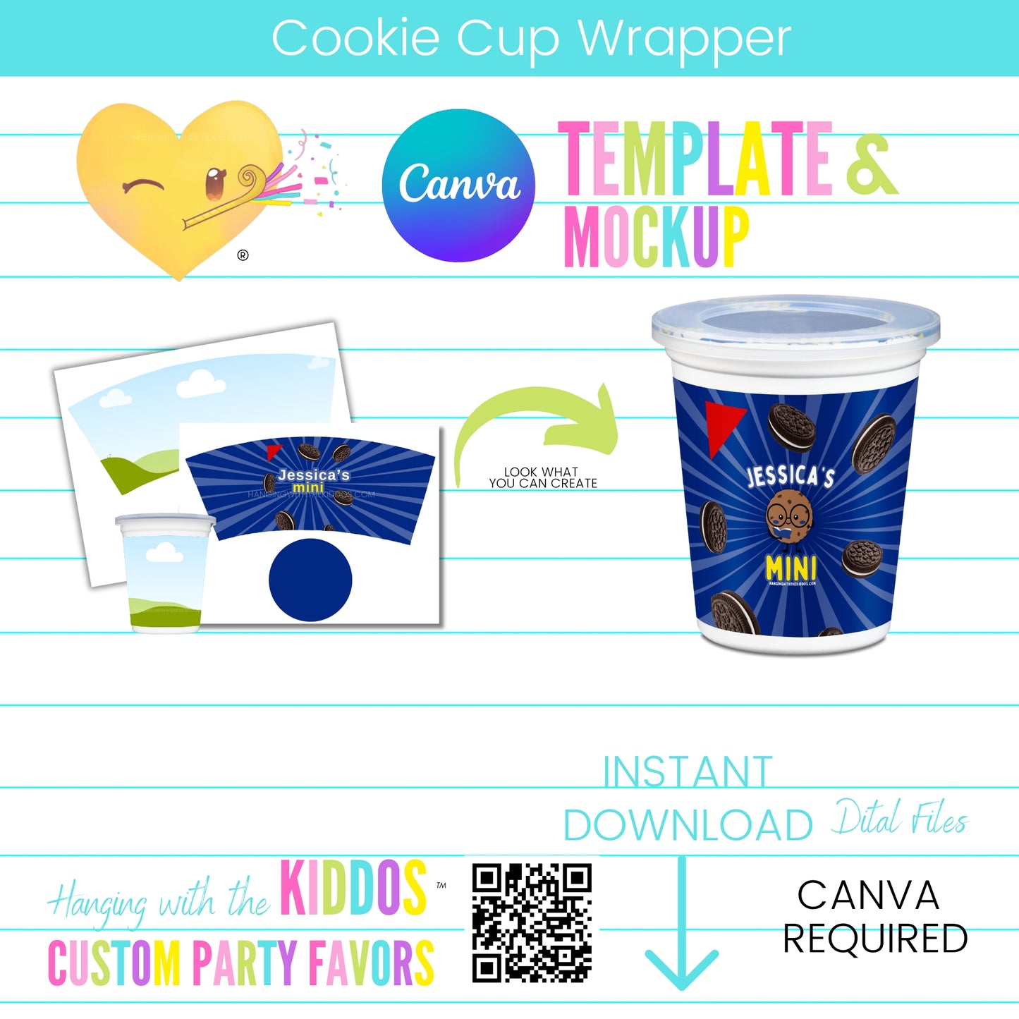 Customizable Mini Sandwich Cookies Wrapper Template and Mockup