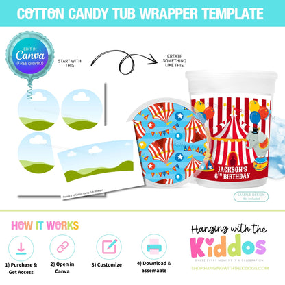 Cotton Candy Tub Wrapper (Front & Sides Only) – Canva Template