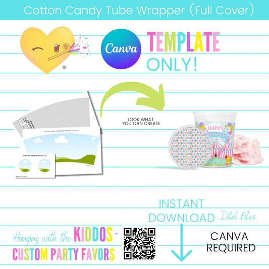 Cotton Candy Tub Wrapper Template 2 oz