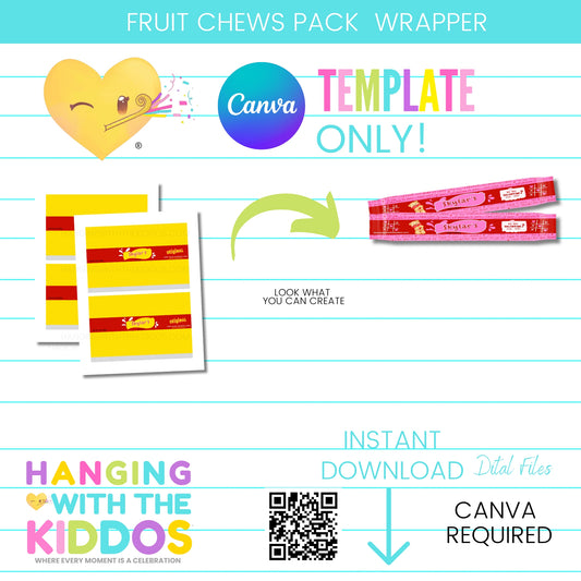 Fruit Chew Candy Pack Template | Canva Editable Party Favor Wrapper