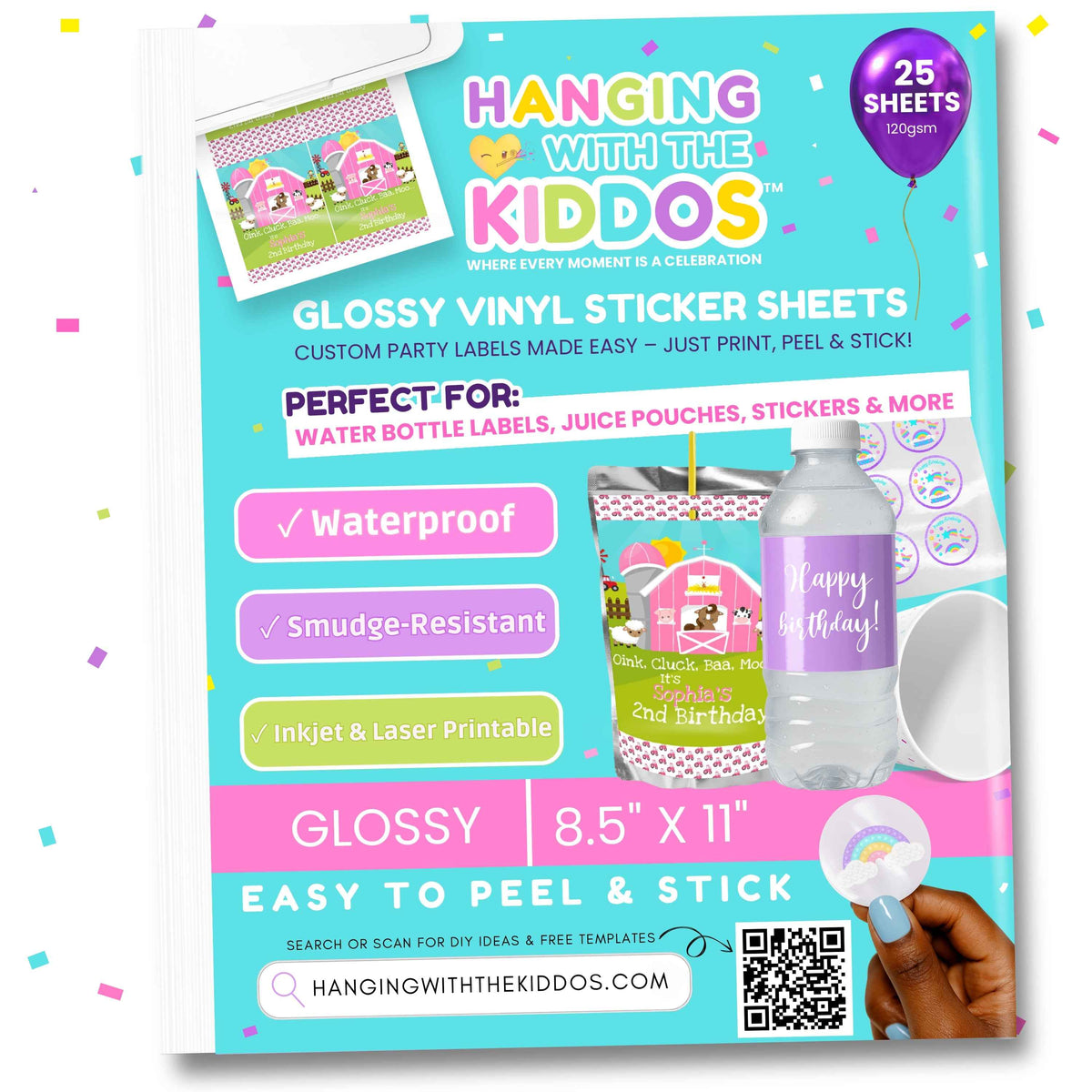 Liquid Sticker Packing waterproof glossy sticker paper on juice pouch label