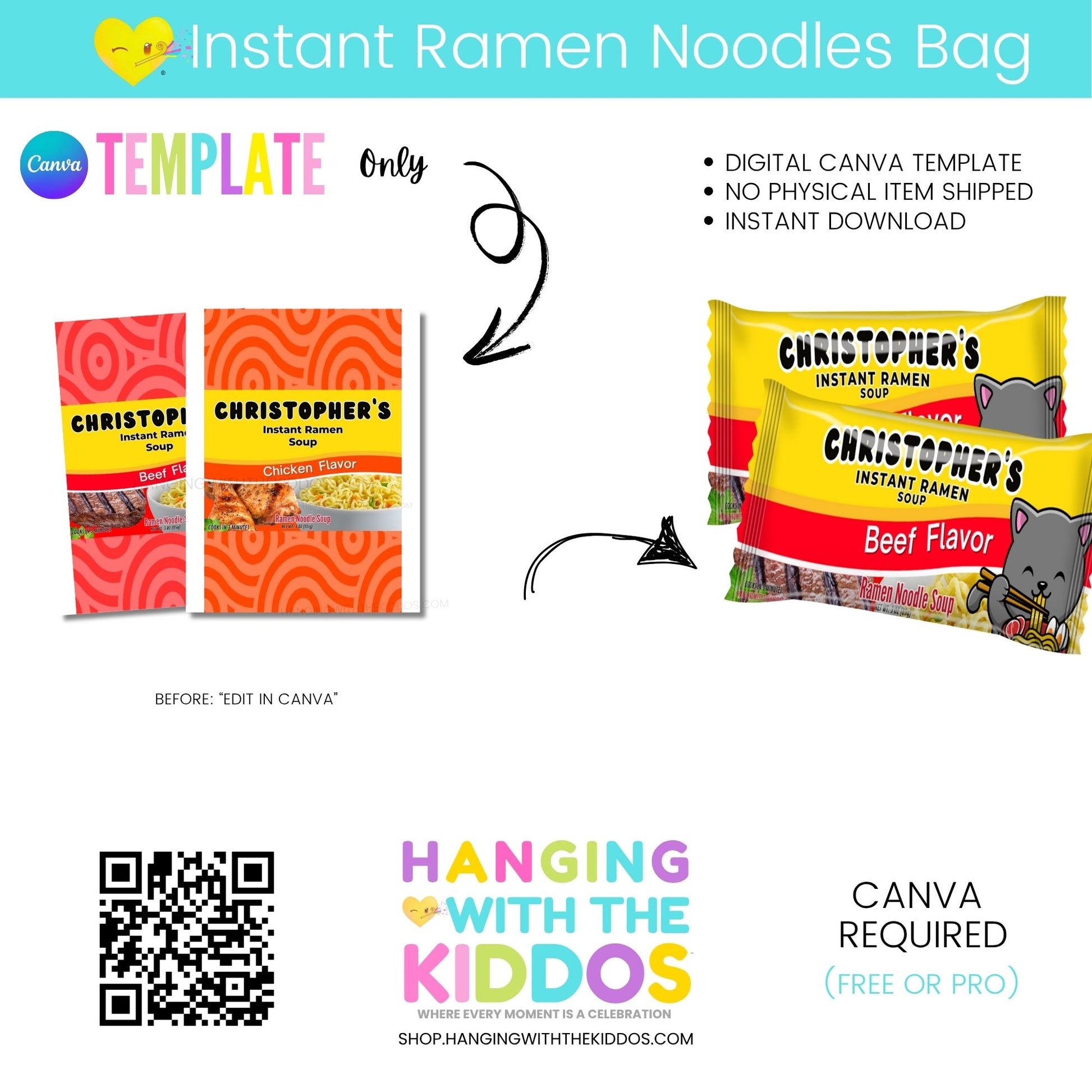 Personalized Instant Ramen Noodles Wrapper Template