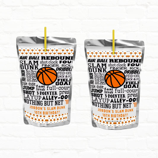 Basketball Personalized Juice Pouch Labels