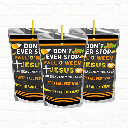 Instant Download|Fall-o-ween Jesus Custom Juice Pouches|Church Fall Festival| Are you fall-o-ween Jesus