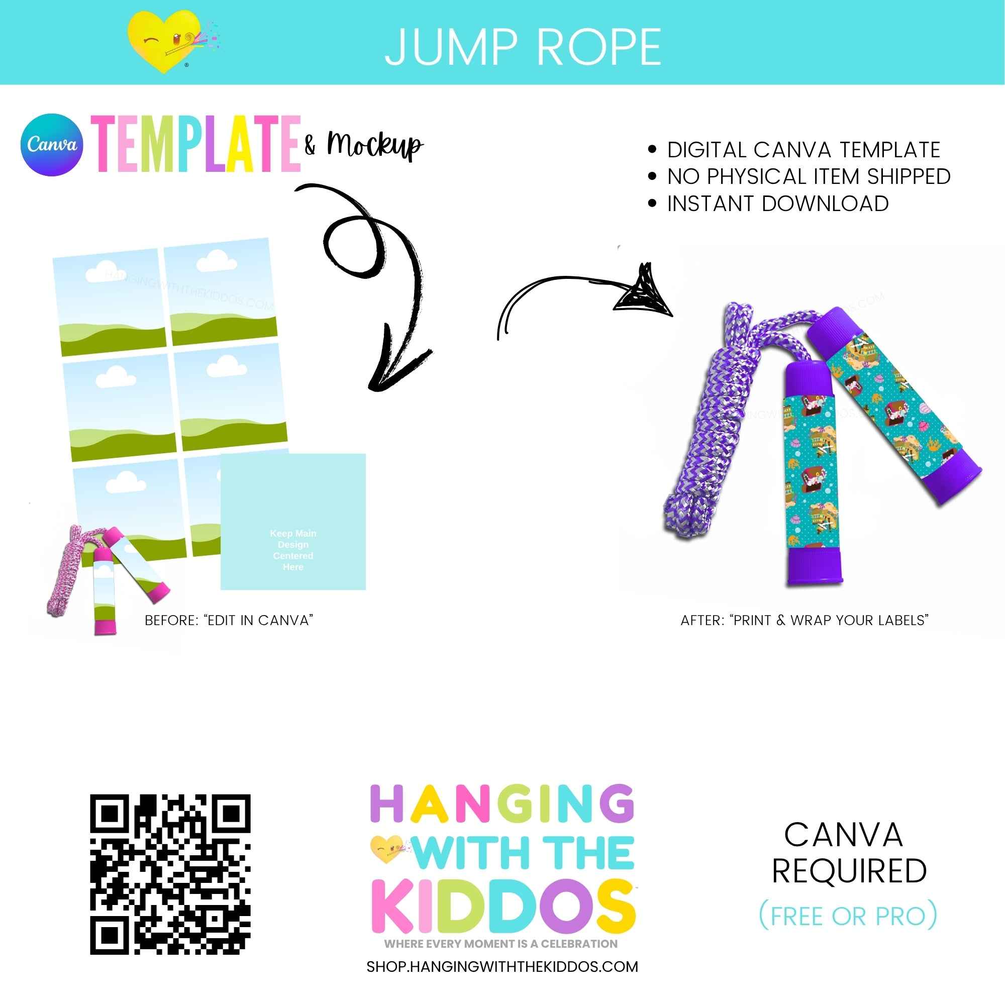 Printable Party Favor Templates - Jump Rope Canva – Hanging with the Kiddos