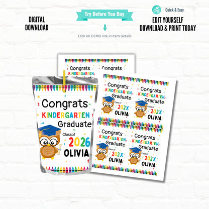 Personalized Graduation Juice Pouch Labels | Editable DIY Party Favor