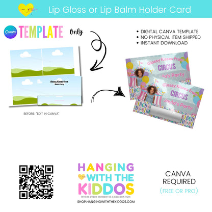 Editable Lip Gloss or Lip Balm Holder Card Template (Canva)