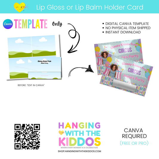 Editable Lip Gloss or Lip Balm Holder Card Template (Canva)