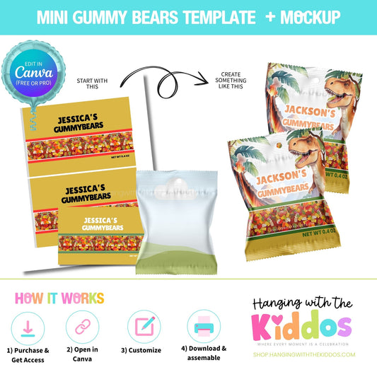 Mini Gummy Bears Template Canva | Editable + Mockup