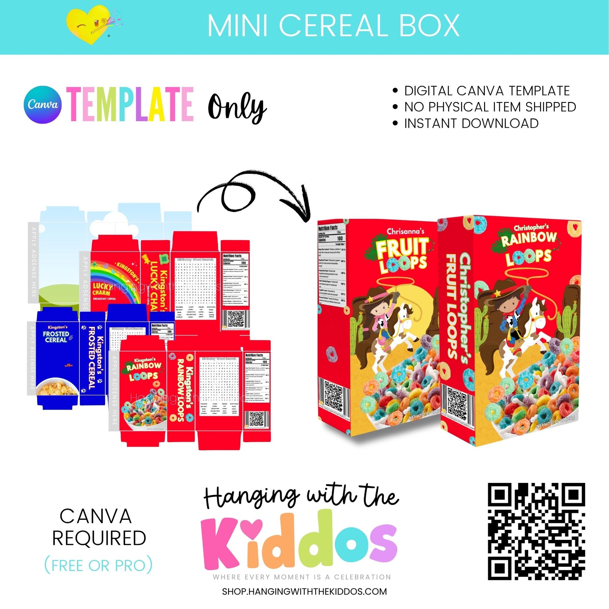 Mini Cereal Box Template Canva | Editable + Mockup