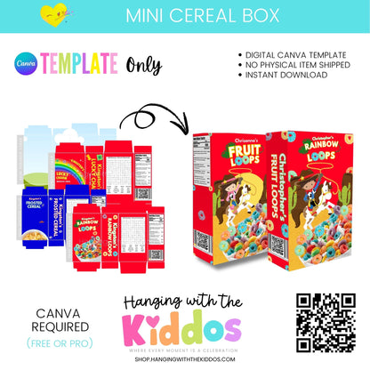 Mini Cereal Box Template Canva | Editable + Mockup