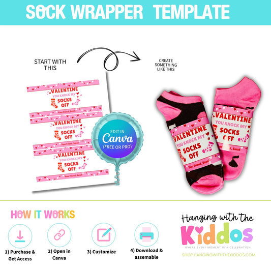 Valentine Sock Wrapper Canva Template