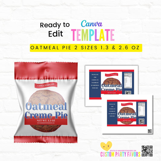 Oatmeal Pies Template|Custom Party Favors