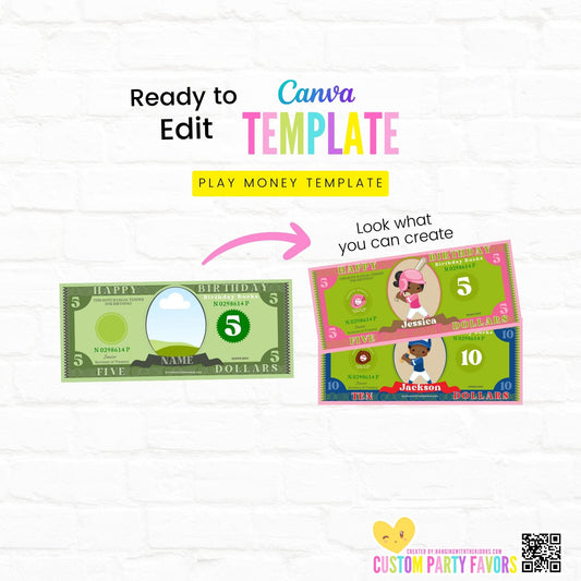 Customizable Play Money Template