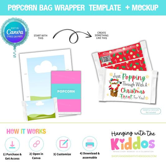 Popcorn Bag Wrapper Template: DIY Custom Party Favors