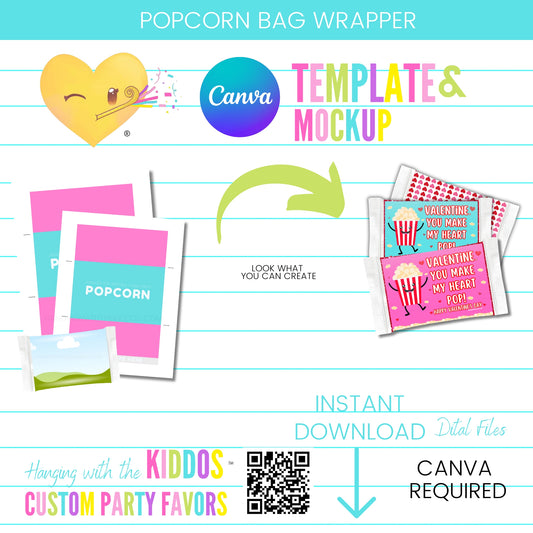 Popcorn Bag Wrapper Template With Mockup