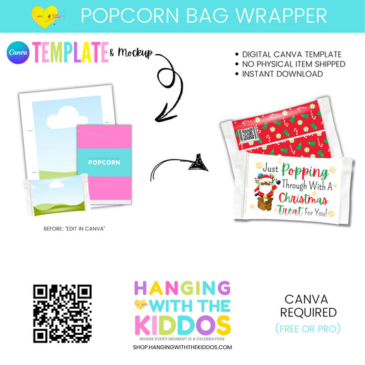 Popcorn Bag Wrapper Template With Mockup