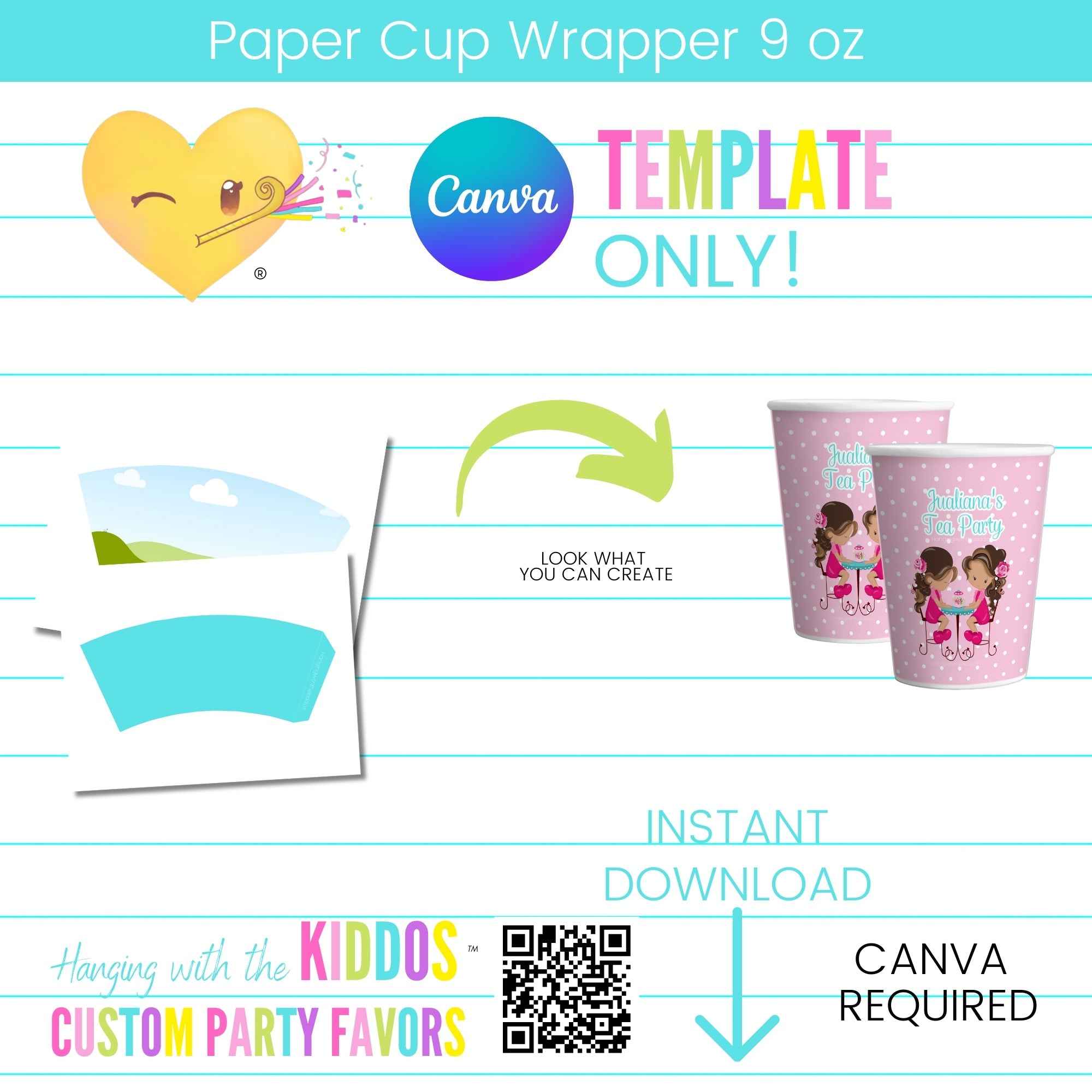 Customizable Paper Cup Wrapper - 9 oz Template | Canva® Design ...