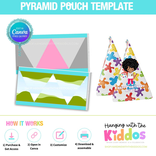 Pyramid Pouch Wrapper Template | Custom Party Favor Wrappers