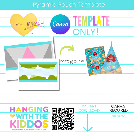 Pyramid Pouch Wrapper Template | Custom Party Favor Wrappers